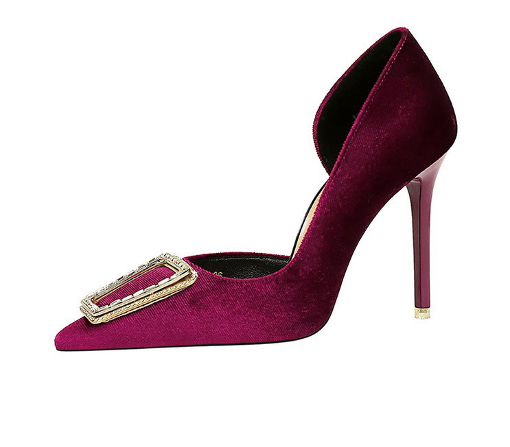 Women’s Stiletto Heels | Pointed Toe, Suede Finish, Metal Buckle | noémi