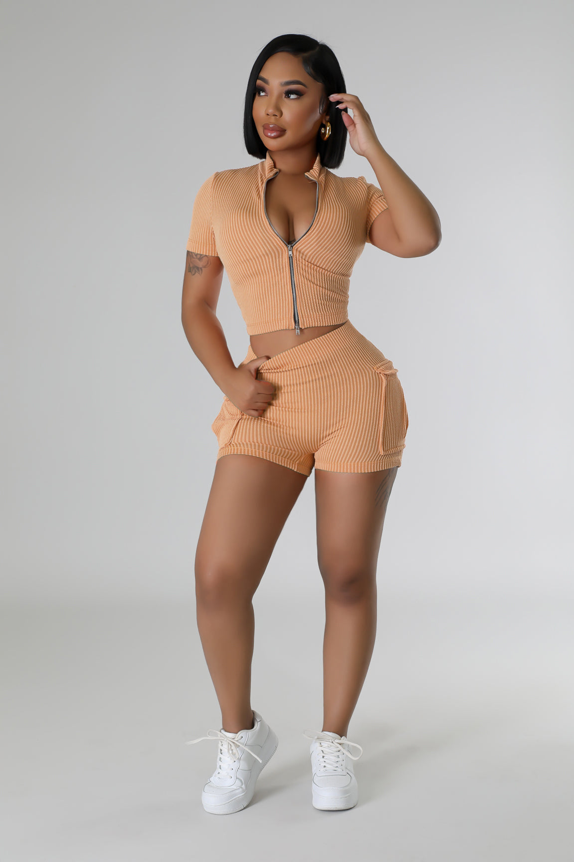 Womens Zip Up Suit | Two Way Zipper Bodycon Fit | noémi