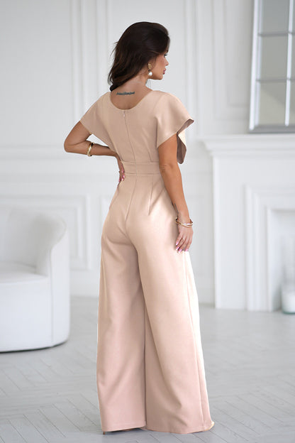 Summer Jumpsuit | VNeck, Fitted Waist, Solid Color OnePiece Trousers | noémi