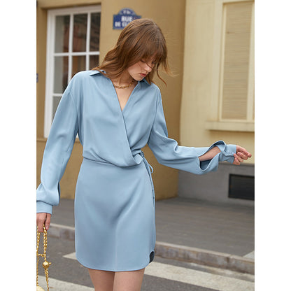 Womens VNeck Button Up Shirt Dress | Long Sleeve | noémi