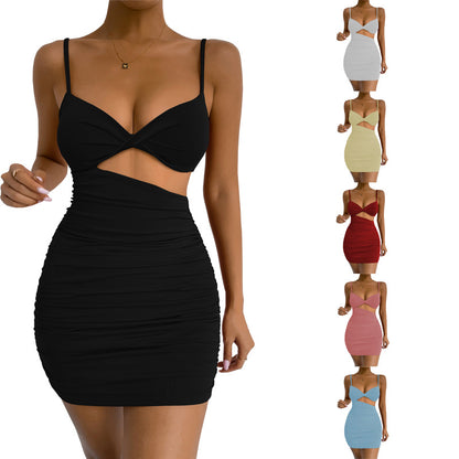 Womens Twist Cutout Ruffle Hem Dress | noémi