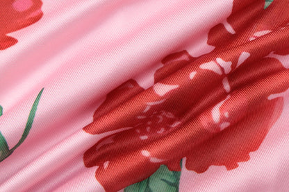 Printed Long Sleeve Ruffle Dress | Square Neck Fitted Waist | noémi