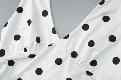 Women's Summer Halter Polka Dot Dress | Backless, Ribbon Tie, Elegant Midi | noémi