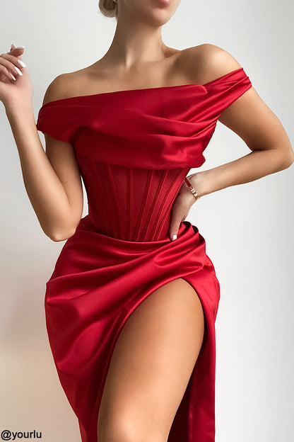 One Shoulder Slit Irregular Stitching Dress | noémi