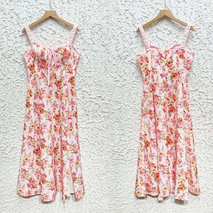 Womens Printed Cami Dress | Backless Mid Length Slit Dress | noémi