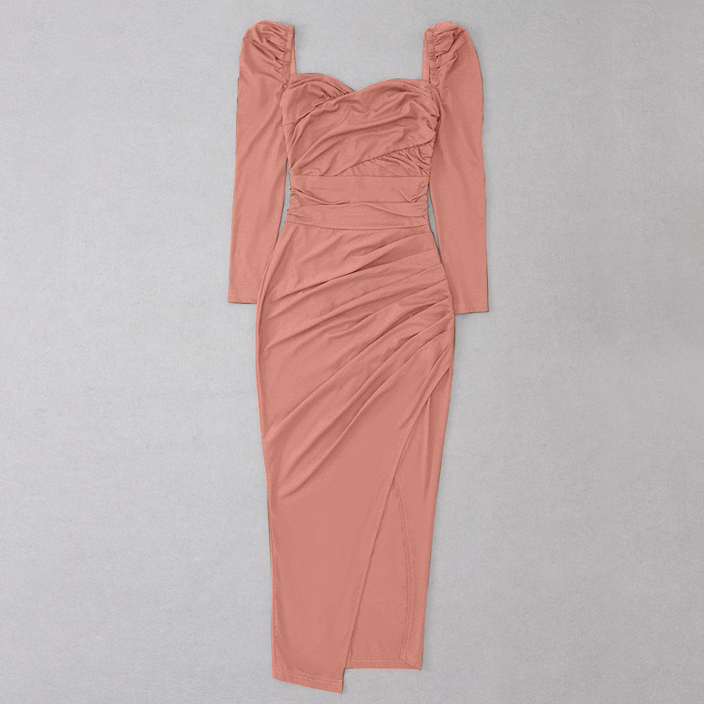 Halter Neck Ruffled Maxi Dress | Slim Fit Dress | noémi