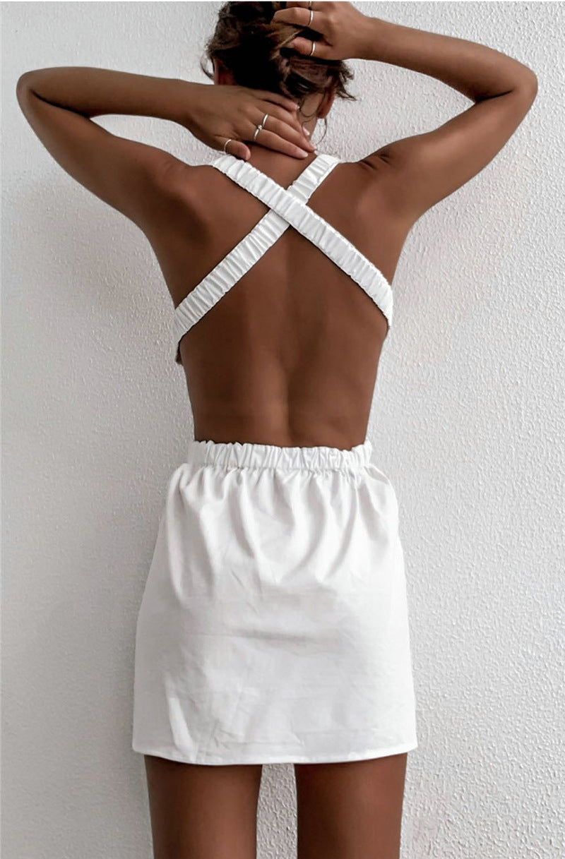 Backless Criss Cross Slim Fit Sleeveless Dress For Women | noémi