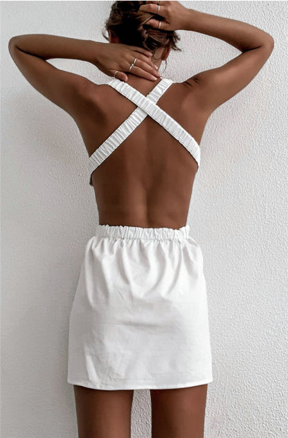 Backless Criss Cross Slim Fit Sleeveless Dress For Women | noémi