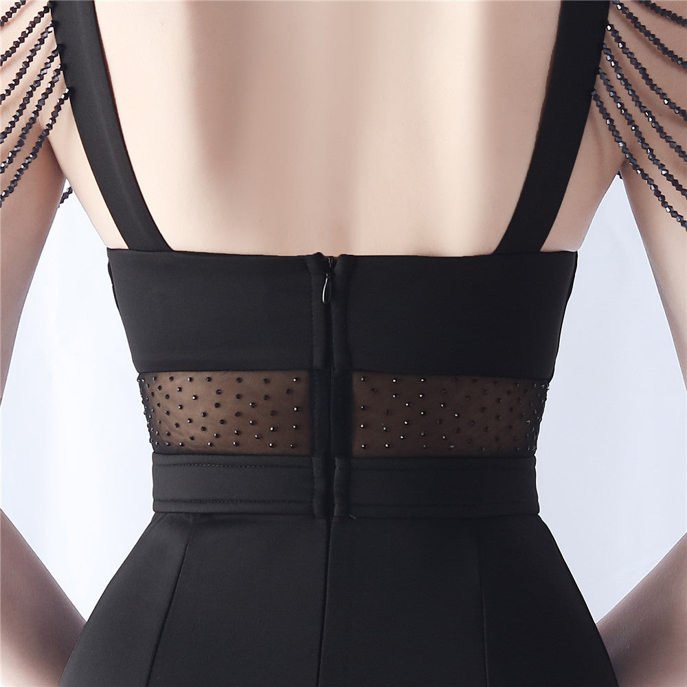 Backless Sheer Mesh Wedding Gown | Slim Fit Dress with High Slit | noémi