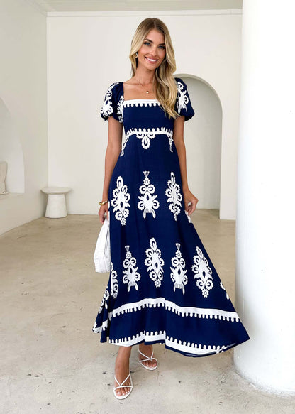 Printed Smocked Beach Dress | Summer Lightweight Dress | noémi