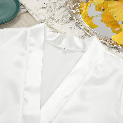 Satin Feather Sleeve Two Piece Night Dress & Robe Set | noémi