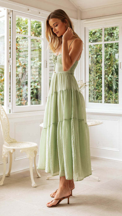 Tiered Midi Sundress | Smocked Bodice, Adjustable Straps | noémi