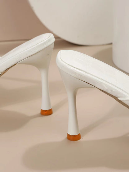 High Heel Flip Flops | Square Toe Stiletto Sandals with Stylish Sub Pattern | noémi