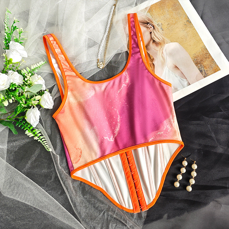 Contrast Color Back Detail Tank Top with Slim Strap Design for Women | noémi