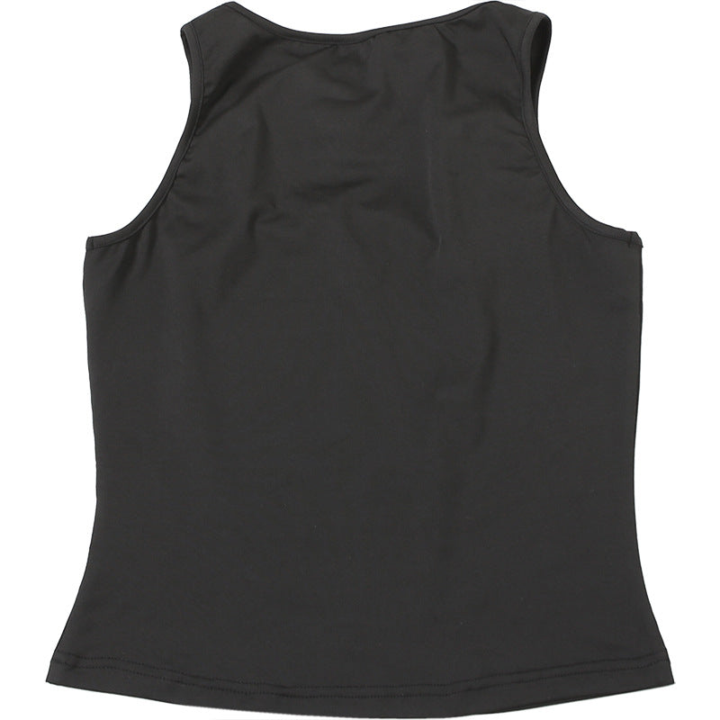 Cutout Black Sleeveless Tank Top | Bold Keyhole Detail with Rhinestone Chain | noémi