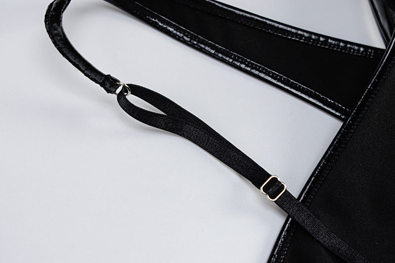 Metallic Faux Leather Cutout Camisole Dress Backless | noémi