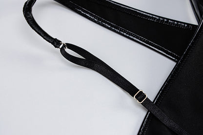 Metallic Faux Leather Cutout Camisole Dress Backless | noémi