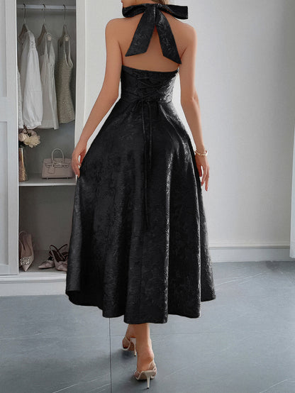 Halter Neck Maxi Dress with Defined Waist | noémi