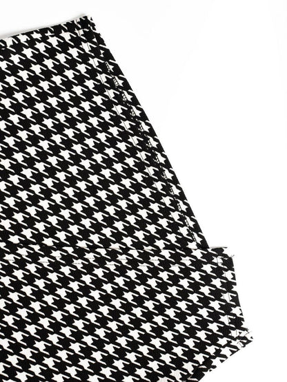 Houndstooth Wrap Mini Skirt | Black & White High Waist Bodycon Fit | noémi