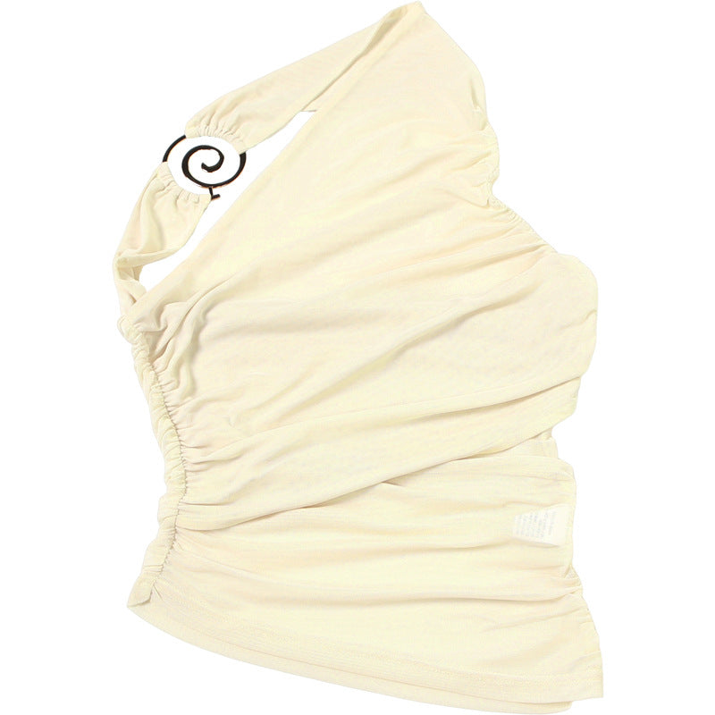 Halter Vest Top for Women | Slim Fit, Pleated, Cropped, One Shoulder | noémi