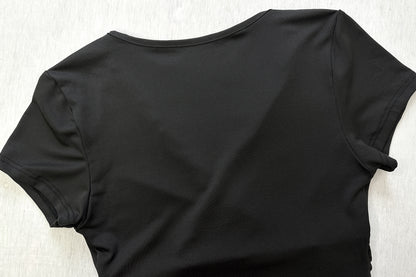 Womens VNeck Slim Fit Wrap Top | Short Sleeve Stretch Tee | noémi