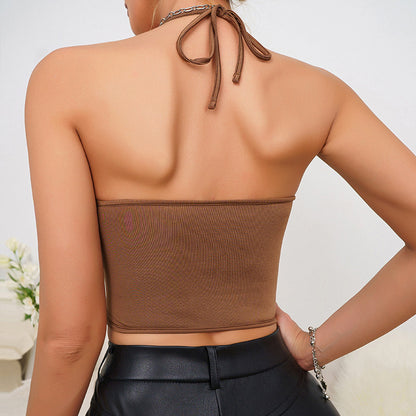 Lace Up Halter Corset Top with Boning and Cutout Waist Detail | noémi
