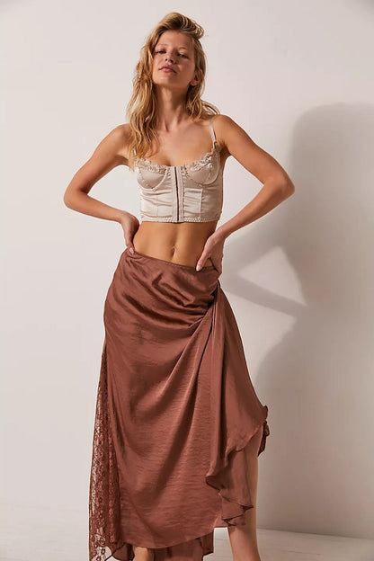 Satin Bralette Vest with Front Buckle and Boning Back Shaping Corset | noémi