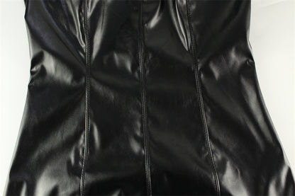 Womens Sleeveless Faux Leather Mini Dress | noémi