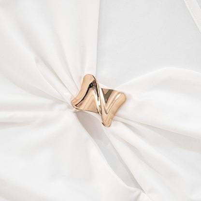 One Shoulder Cutout Top with Gold Ring | White Slim Fit Summer Tank | noémi