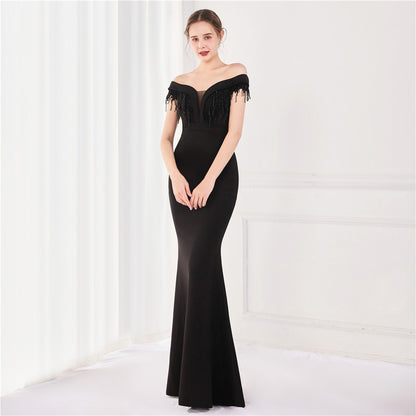 Off Shoulder Beaded Gown | Formal Long Dress | noémi