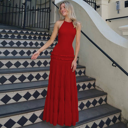 Backless Halter Pleated Maxi Dress | Sleeveless Summer Boho Style | noémi