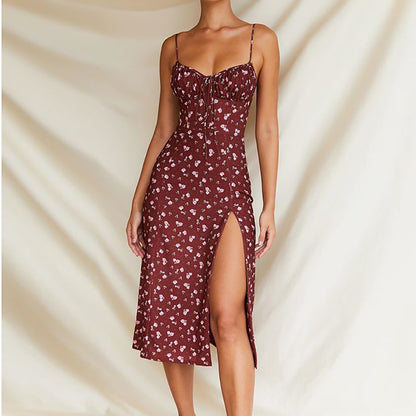 Floral Print Backless Sling Sheath Dress For Women | noémi