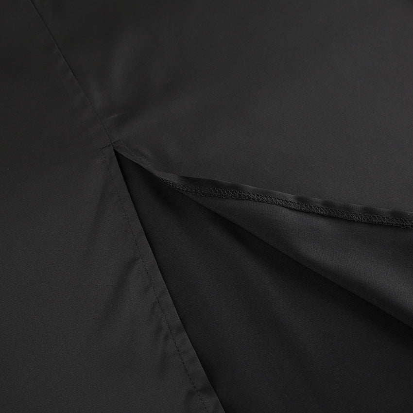 Black Off Shoulder Satin Dress | Swing Skirt Self Tie Waist | noémi