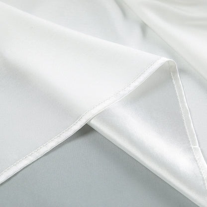 White Satin Feather Trim Robe | Bridal Lounge Robe, Belted Kimono Style | noémi