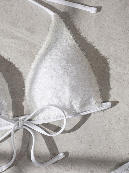 Plush Bandage Solid Color Two Piece Swimwear Set for Women | noémi