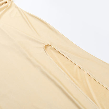 Womens Slim Fit One Shoulder Dress with High Slit and Single Sleeve | noémi