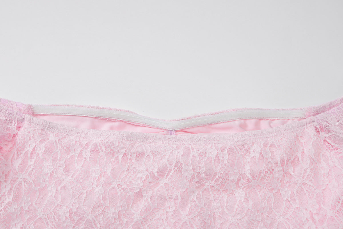 Off Shoulder Pink Lace Gown | Mermaid Maxi Dress | noémi