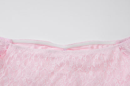 Off Shoulder Pink Lace Gown | Mermaid Maxi Dress | noémi