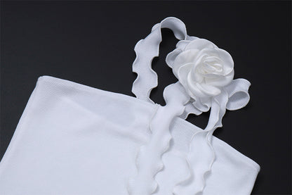 Halter Top | 3D Rose Strapless Vest | Backless Knit Crop Top for Women | noémi