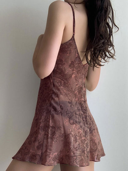 Lace Slip Dress | See Through Split Mini Dress Adjustable Spaghetti Straps Lightweight & Flowy | noémi