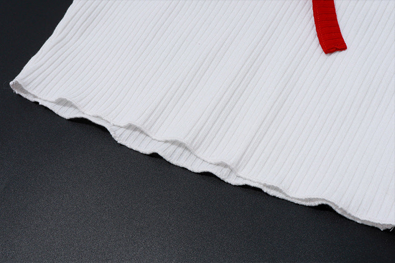 Halter Bow Tie Knit Crop Top | Sleeveless Ribbed Tube Vest | noémi