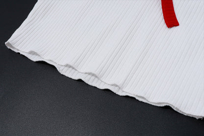 Halter Bow Tie Knit Crop Top | Sleeveless Ribbed Tube Vest | noémi