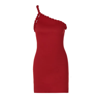 Backless One Shoulder Pleated Mini Dress | Twist Detail, Hip Hugging Fit | noémi