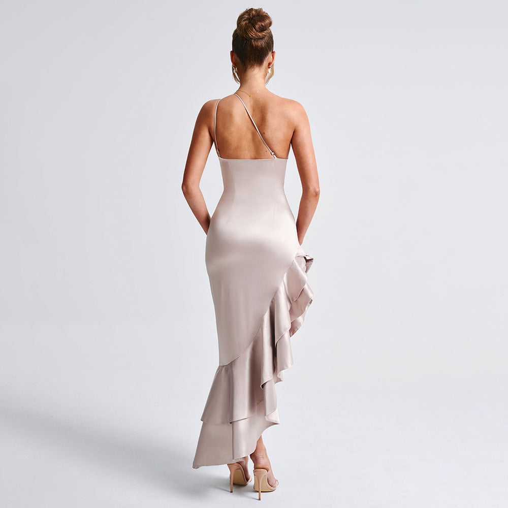 Shoulder Sleeveless Backless Dress | Slim Fit High Slit Hip Hugger | noémi