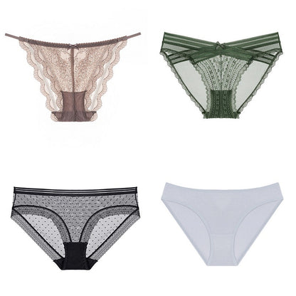 French Style Low Waist Lace Briefs with Breathable Crocheted Design | noémi