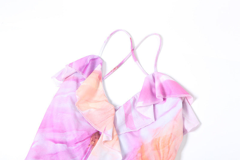 Womens V Neck Printed Sheath Dress with Backless Design and Strap Detail | noémi