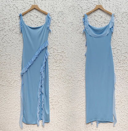 Strap Wooden Ear Dress | Split Print Sundress | noémi