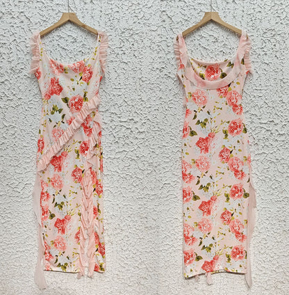 Strap Wooden Ear Dress | Split Print Sundress | noémi