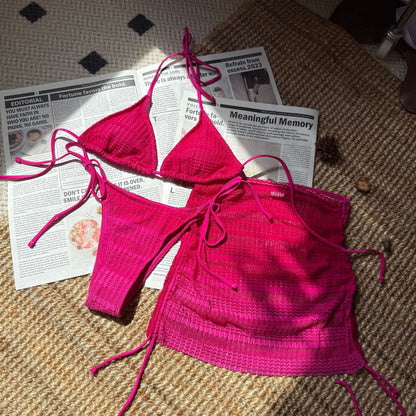 Gradient Mesh Three Piece Set Beach Skirt Bikini | noémi