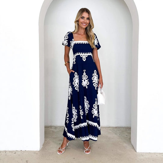 Printed Smocked Beach Dress | Summer Lightweight Dress | noémi